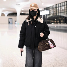 101EWE明星同款秋冬新款翻领羊羔毛加厚面包服棉衣外套女