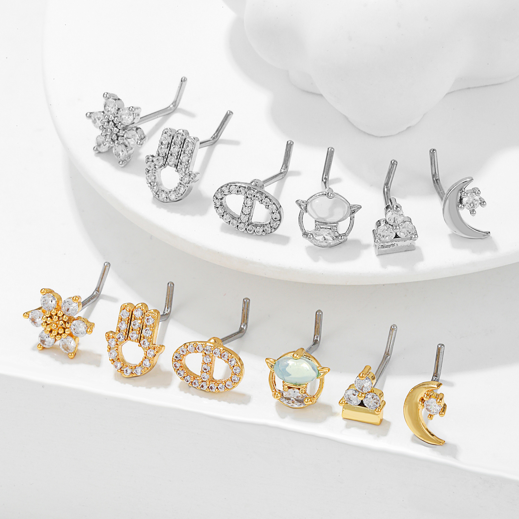 Fashion Geometric Copper Plating Zircon Nose studs 1 Piece