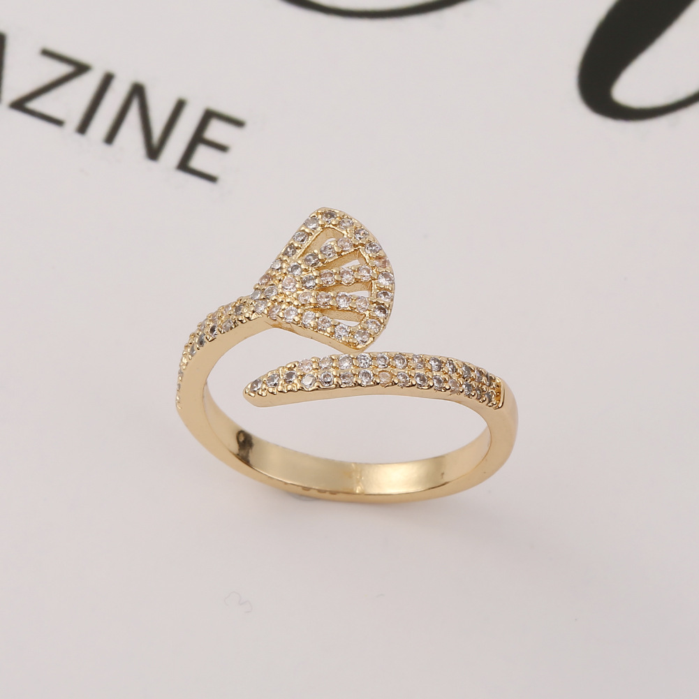 Fashion New Style Copper Drip Oil Zircon Open Mermaid Tail Ring display picture 5