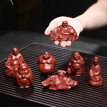 宜兴紫砂茶宠弥勒佛观音财神爷小摆件人物布袋佛雕塑香插陶瓷工艺