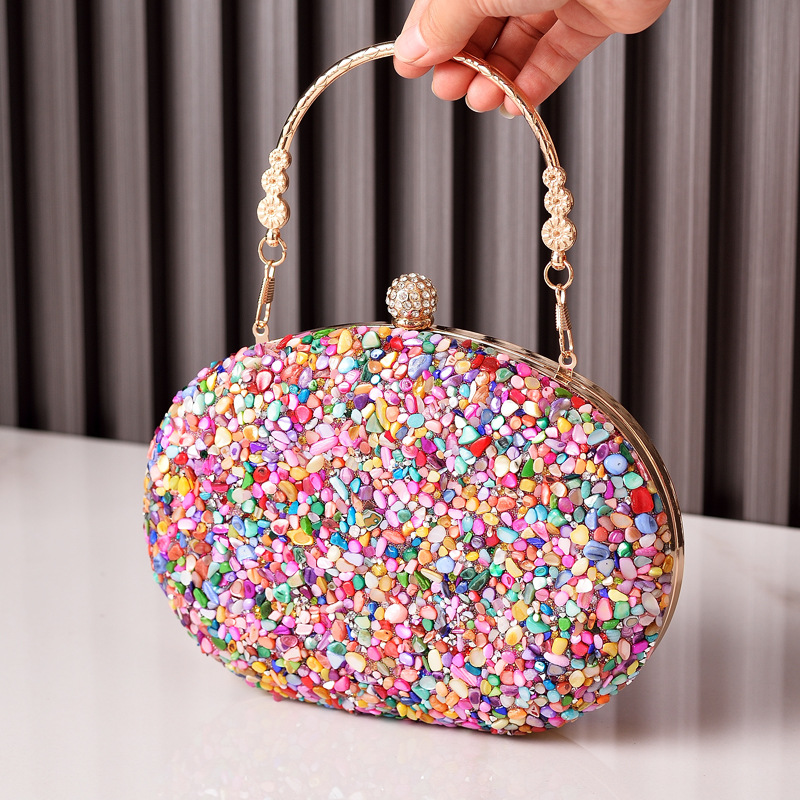 Bolso de noche de diamante transfronterizo bolso de noche de diamante redondo mango bolsa de cheongsam bolsa de banquete de comercio exterior bolsas directas de fábrica