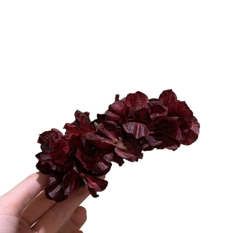 灼灼其华~气质红色花朵香蕉夹发夹女新娘发饰头花盘发马尾抓夹|undefined
