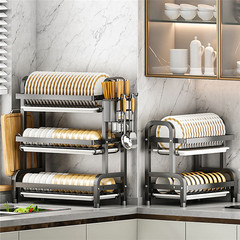 廚房置物架家用台式碗筷刀具收納盒多功能落地多層碗碟瀝水架