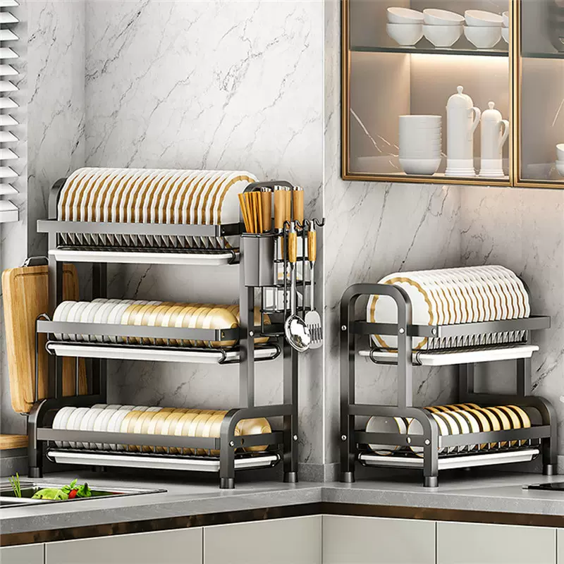 厨房置物架台式碗筷刀具收纳盒多功能落地多层碗碟沥水架沥水防霉