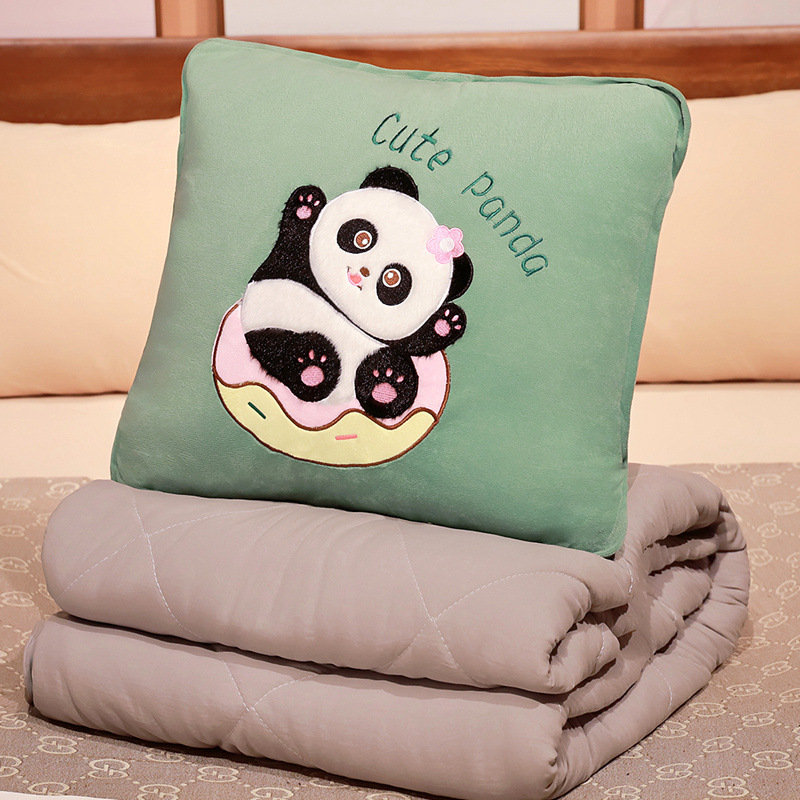 Panda almohada edredón Oficina de doble uso engrosada siesta plegable de aire acondicionado manta de dos en uno almohada de coche