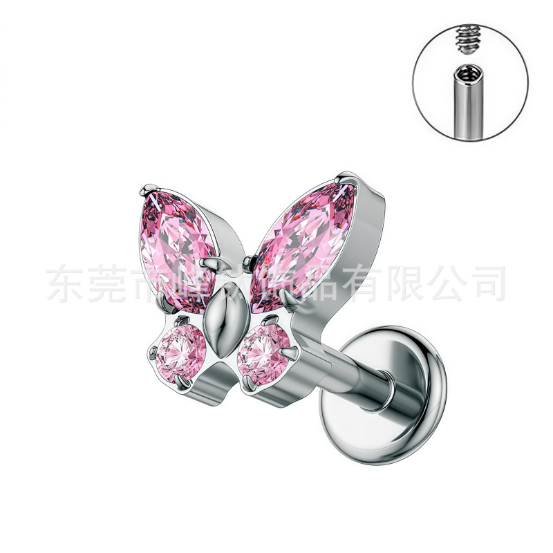嘟嘟夫妇医用钛合金耳钉养耳洞.粗内螺旋免摘蝴蝶耳蜗耳骨钉女|undefined