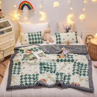 Temu Cross-Border Children's Cartoon All-Cotton Beanie Blanket 3D Soothing Beanie Quilt Summer Quilt Core All-Cotton Summer Quilt Live Broadcast