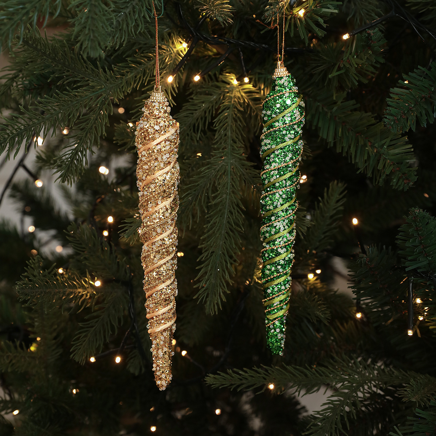 Nuevo producto 21CM caja de hielo de Navidad de plástico polvo adhesivo roscado de color cebolla de color colgante decoración colgante árbol de Navidad