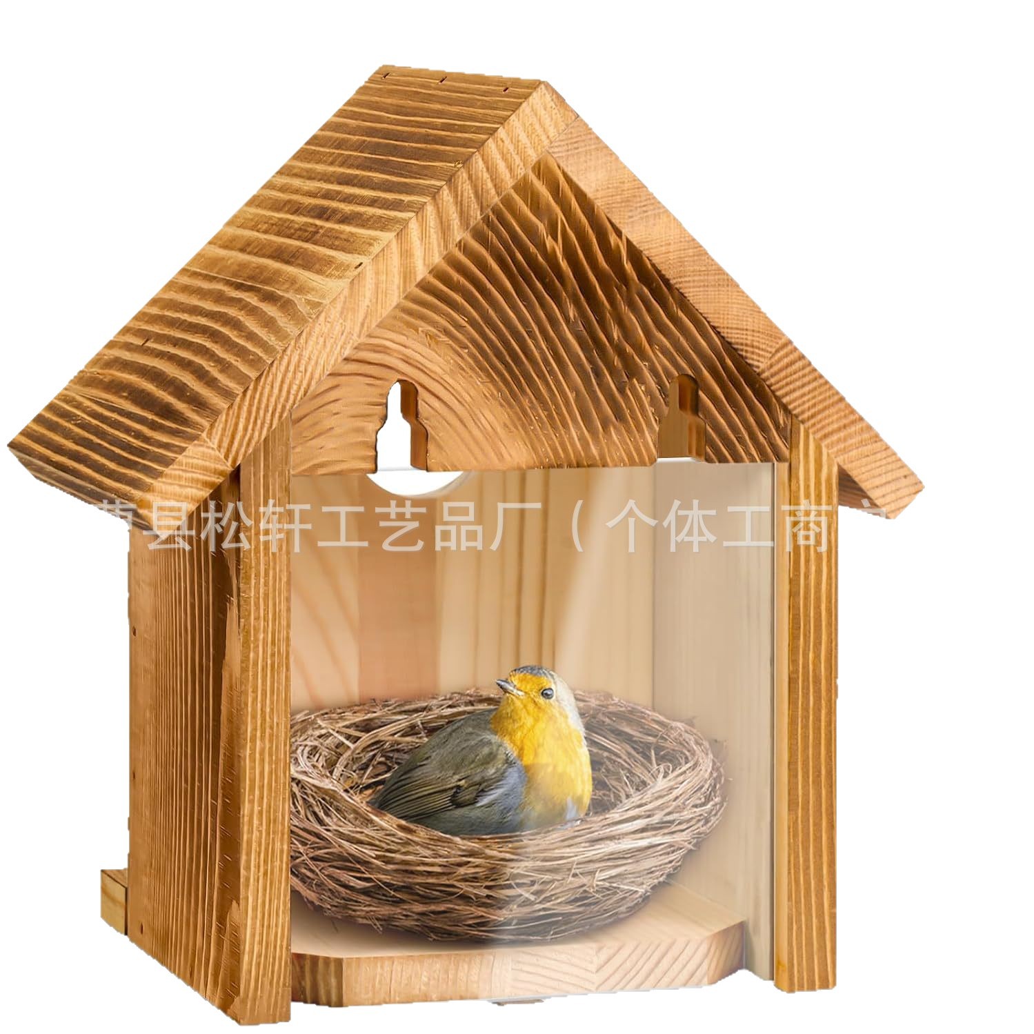 Wooden birdhouse small house birdcage parrot hanging breeding box solid wood creative bird feeder decorative pendant 5