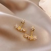 Silver needle, earrings, fashionable zirconium, french style, silver 925 sample, light luxury style, internet celebrity