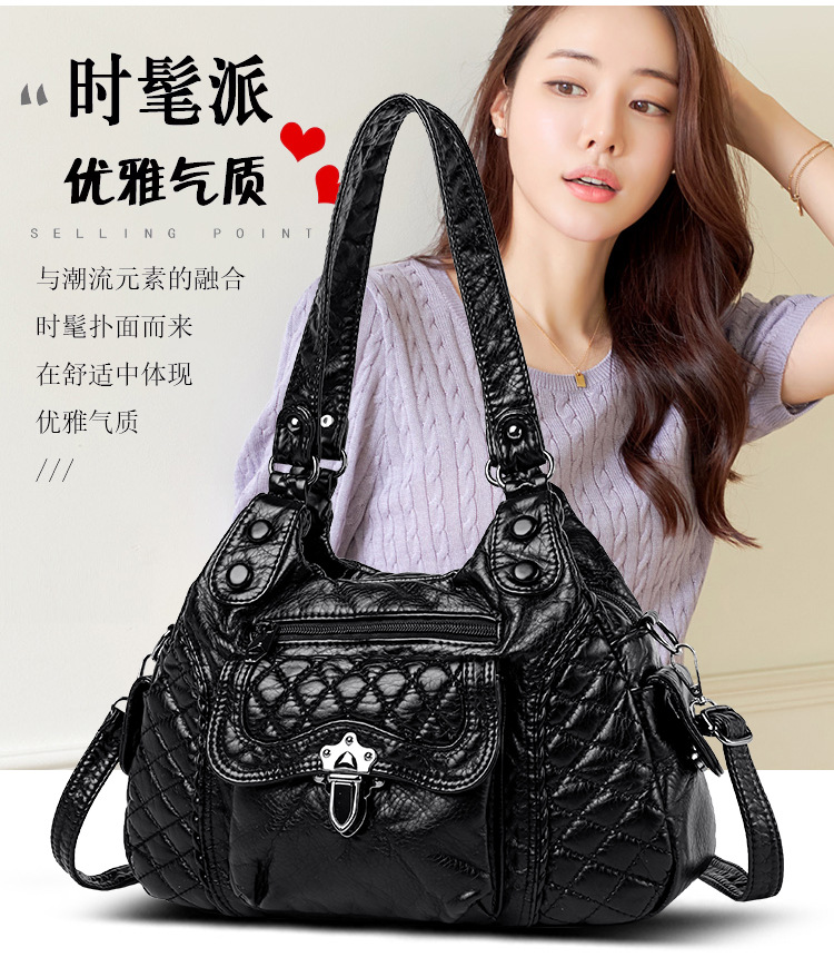 2023 New Mom Commuting Large Capacity tote handbag, washed leather pu women's bag, polyester single-shoulder bag Application Scenario