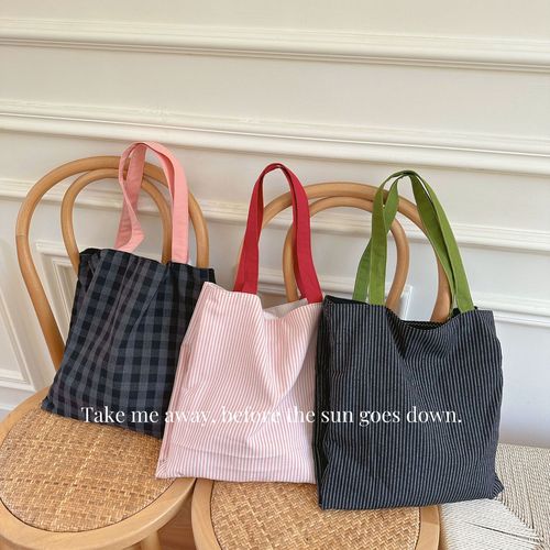  spring and summer new plaid bag shoulder bag striped women's bag versatile black and white handbag double layer bag