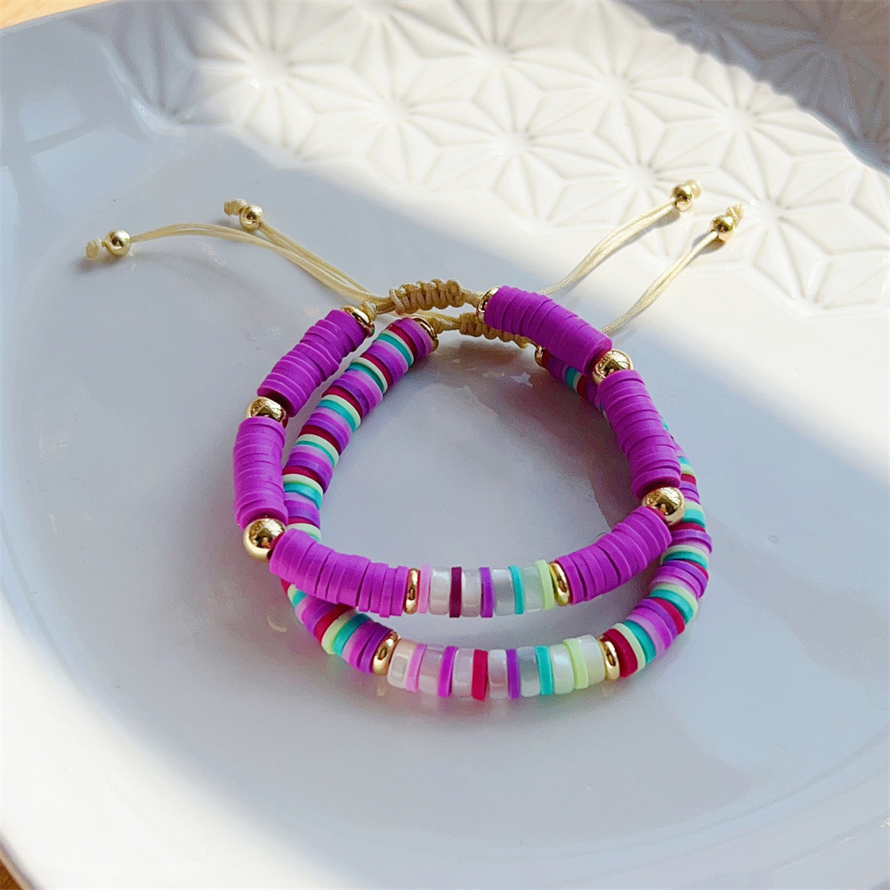 Daily Occasion Artificial Pearl, soft clay Material Simple Style Round Artificial Pearl Soft Clay Beaded Women's Bracelets