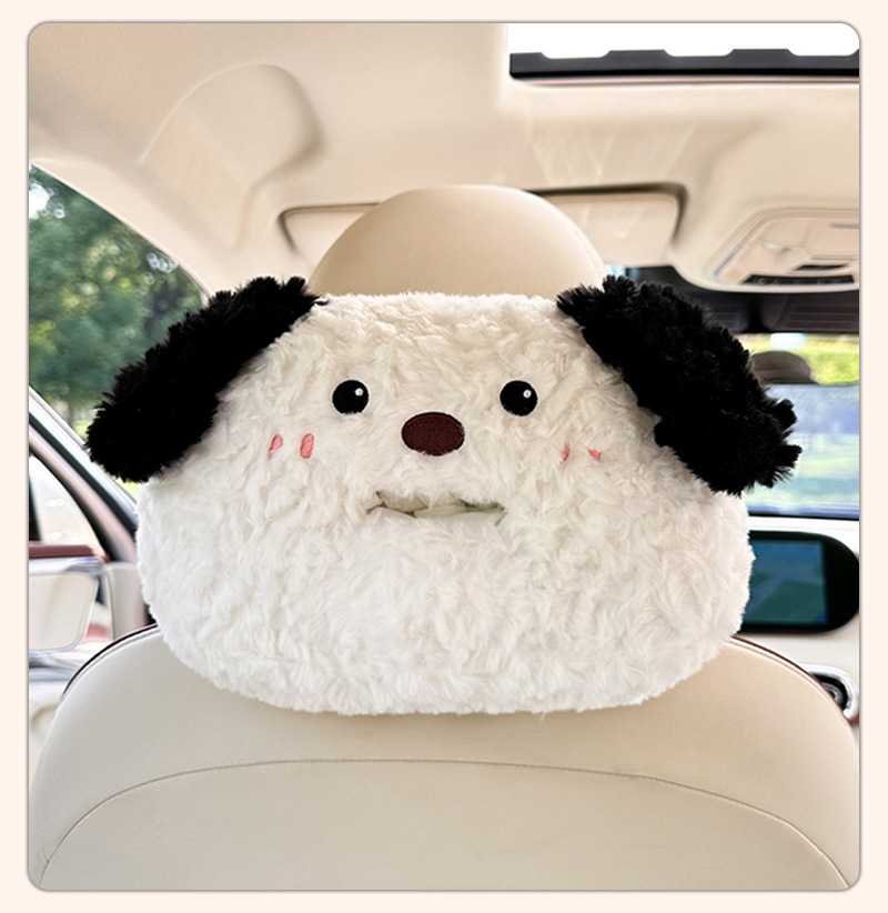 Cute Cartoon Car Headrest Tissue Box Creative Plush Multifunctional Seat Back Extraction Box Internet Popular Car Tissue Bag