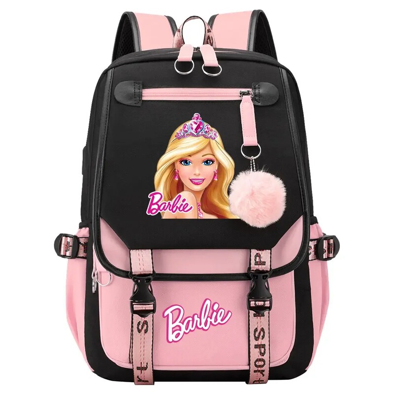 European and American Cartoon Pattern Barbie Printed Backpack Young Girl Student Schoolbag Cute Outdoor Backpack for Women European and American Cartoon Pattern Barbie Printed Backpack Young Girl Student Schoolbag Cute Outdoor Backpack for Women