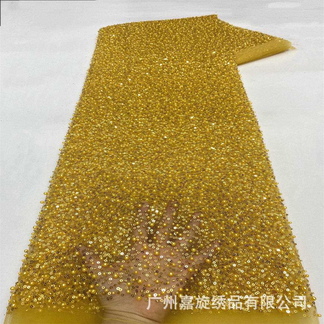 Venta directa de fábrica de tela con cuentas de cristal de patrón irregular y lentejuelas, velos de novia estilo francés, ropa infantil, tela bordada con cuentas.