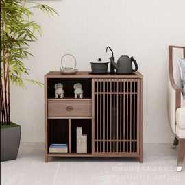 新中式老榆木办公室烧茶水柜台一体式收纳柜民宿酒店商用茶桌