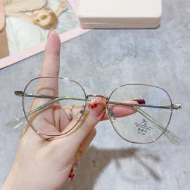 F99018小红书同款素颜大框近视眼镜女显脸小配有度数金属眼镜框架