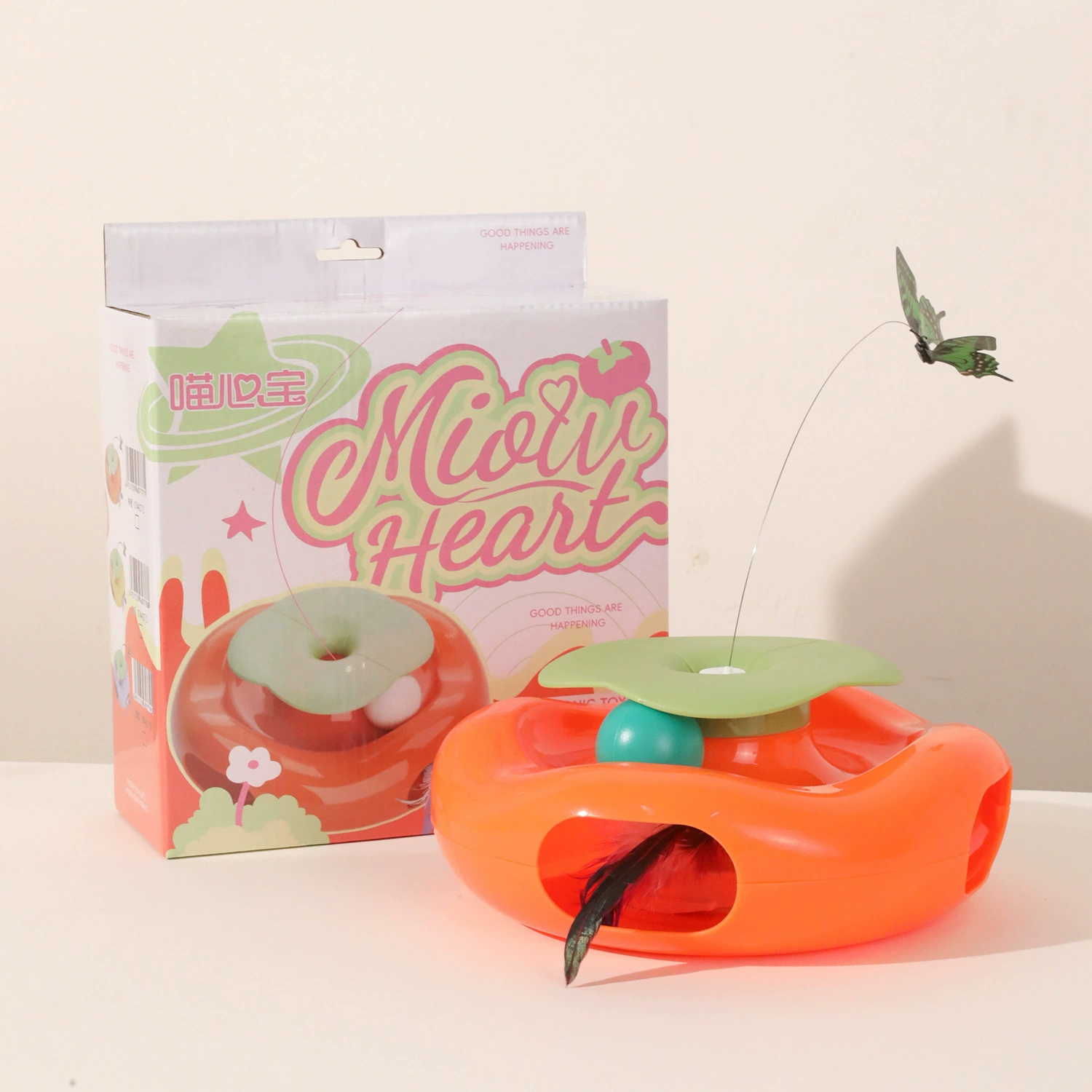 Interactive Cat Toy — Ice‑Cream Stack Plastic Play Tower, Pet Entertainment, multi-size 20–24 cm
