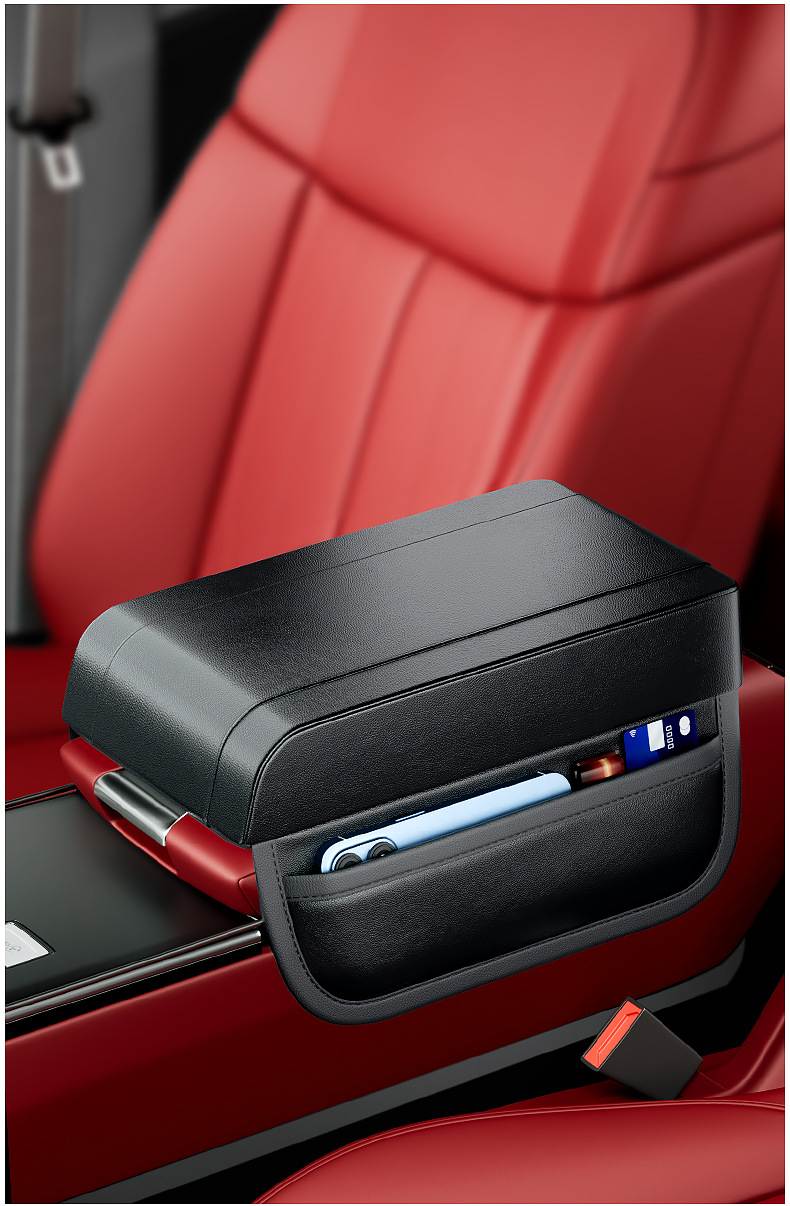 Car Armrest Box Heightening Pad Universal Center Console Leather Cover