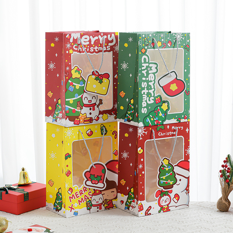 クリスマスギフトバッグウィンドウクリスマスウィンドウバッグギフトギフトポータブル紙袋クリスマスイブアップル包装袋|undefined