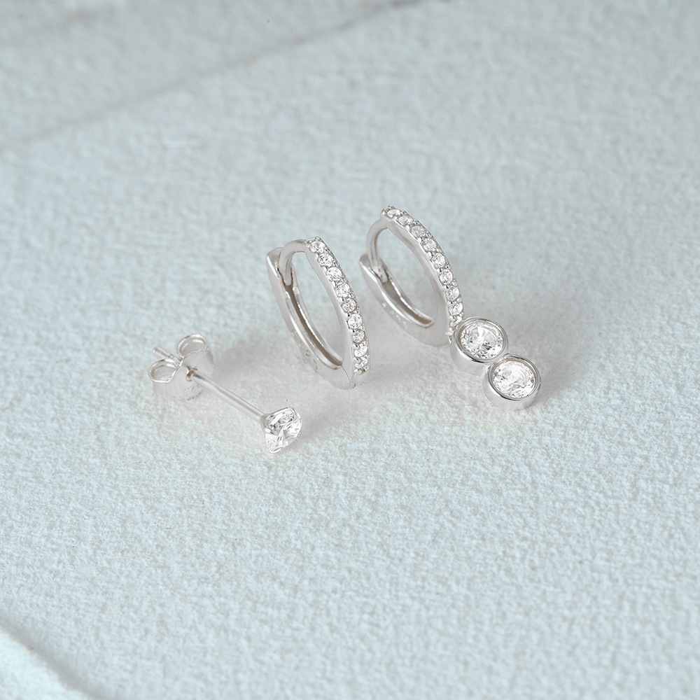 3g Weight Hoop Earrings, Ear Studs Classification 1 Set Quantity Daily Occasion 925 Sterling Silver Material Star, Butterfly Pattern Women's Gender Plating Design Simple Style Style 1 Set 925 Sterling Silver Star Butterfly Hoop Earrings Ear Studs 24