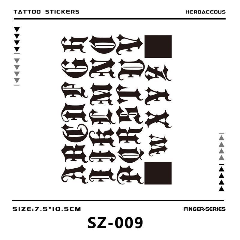 English Alphabet Gothic Tattoo Stickers Herbal Semi-Permanent for Men and Women, Small Fresh Style for Fingers, Couples, Back of Hands, Collarbone, Neck