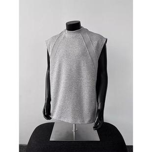 American Cleanfit Splicing Vest Men's Summer Outer Wear Heavy Rayon Sleeveless T-Shirt Right Shoulder Sports Vest