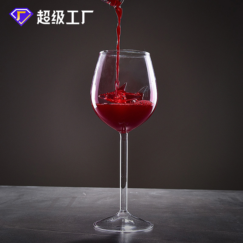 Juego de copas de vino de cristal, copa creativa con forma de tiburón, copa de cristal para el hogar, copa, copa de champán, juego de vino, copa con forma de delfín