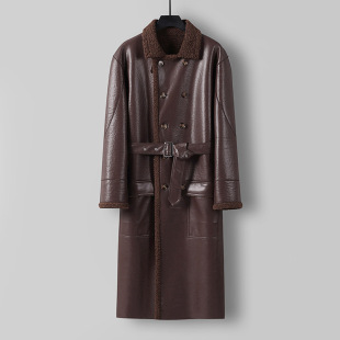 Winter plus size Loose Fur integrated men's ultra-long imitation leather coat fur trench coat men's coat leather coat