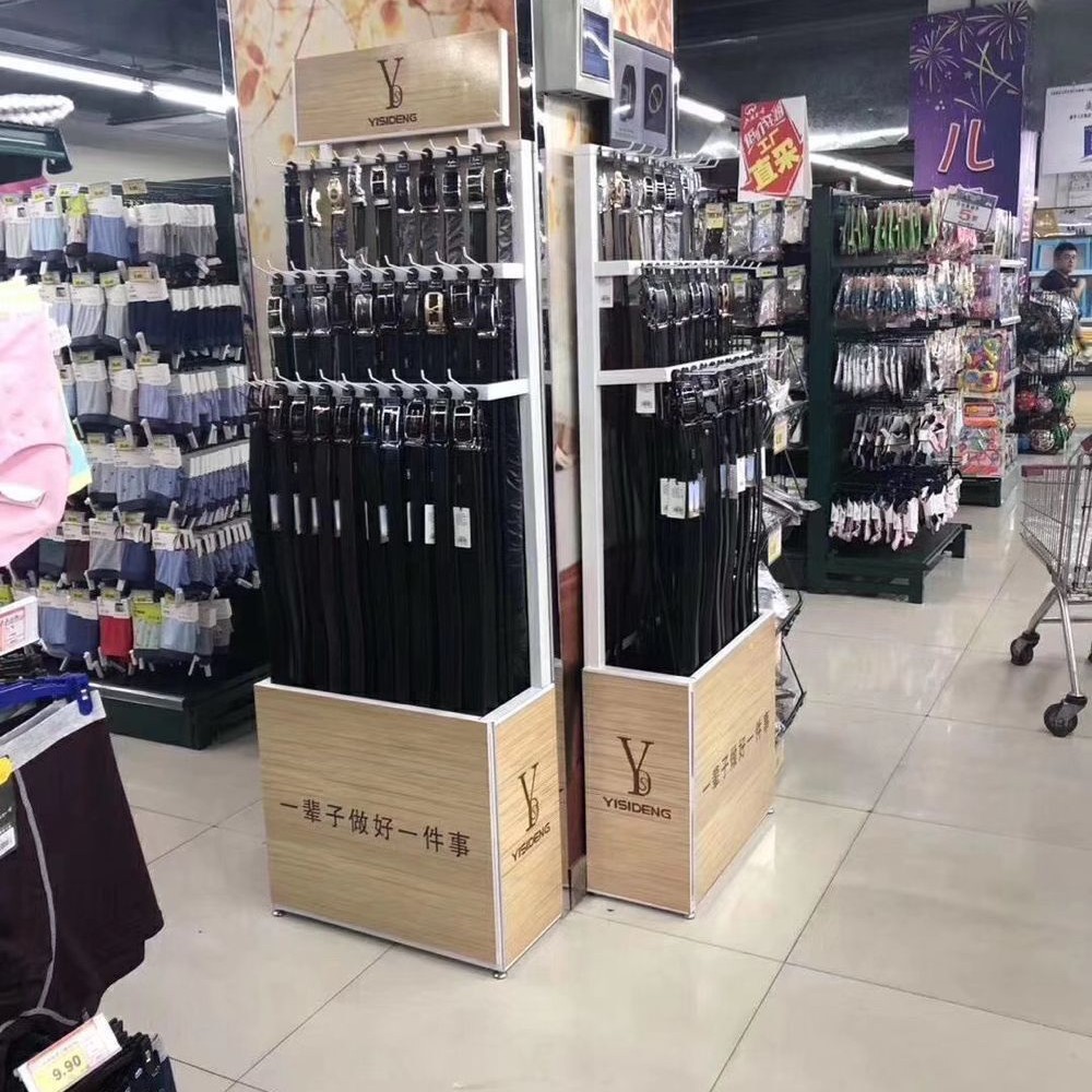 钢木结构皮带货架，皮带腰带钱夹组合展架