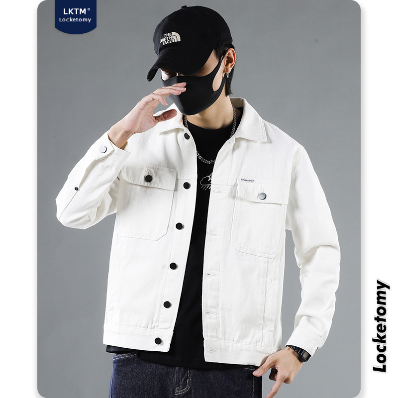 LKTM ropa de hombre # Denim abrigo de los hombres 2023 otoño e invierno nuevo estilo coreano de moda slim fit todo partido estiramiento chaqueta casual