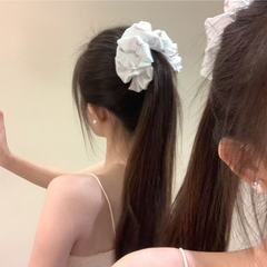 清甜系香蕉夹浅蓝印花款扎高马尾超绝温柔软妹风轻松青春少女感