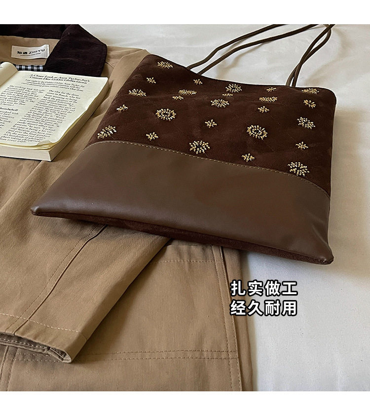 Túi xách tay nữ dáng xô đeo nách cỡ lớn phong cách tối giản — màu cà phê, màu đỏ, trắng, đen chi tiết 6