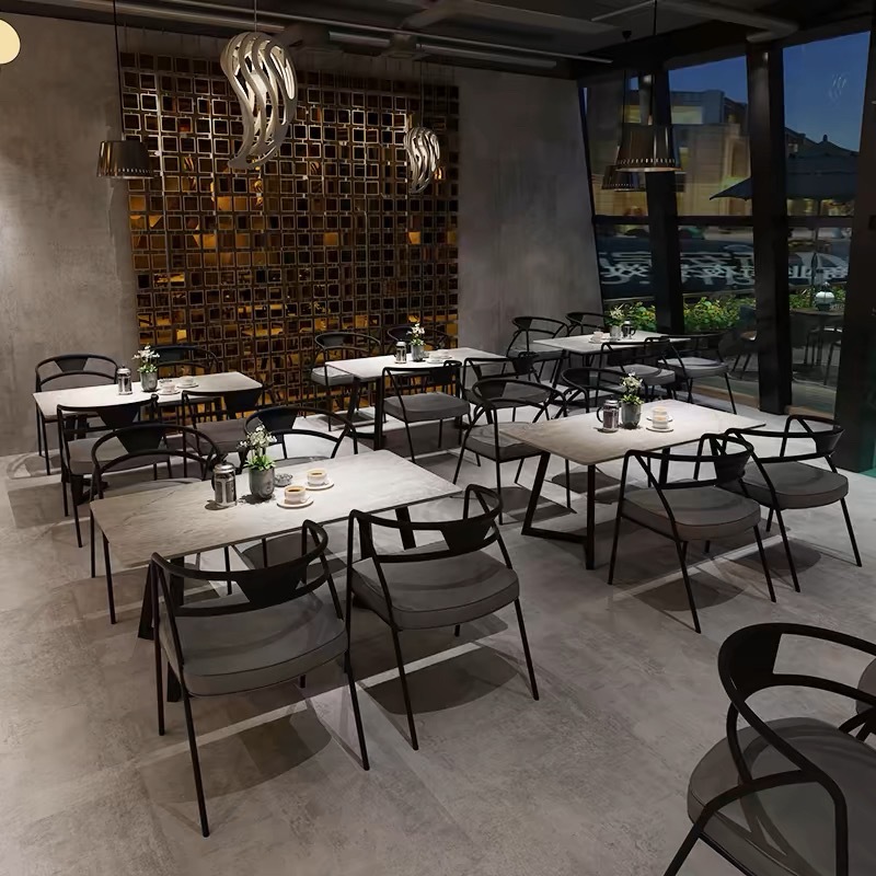 Simple Industrial Style Tavern Music Dining Bar Table and Chair Combination Simple Restaurant Commercial Table and Chair suit Dining Table and Chair