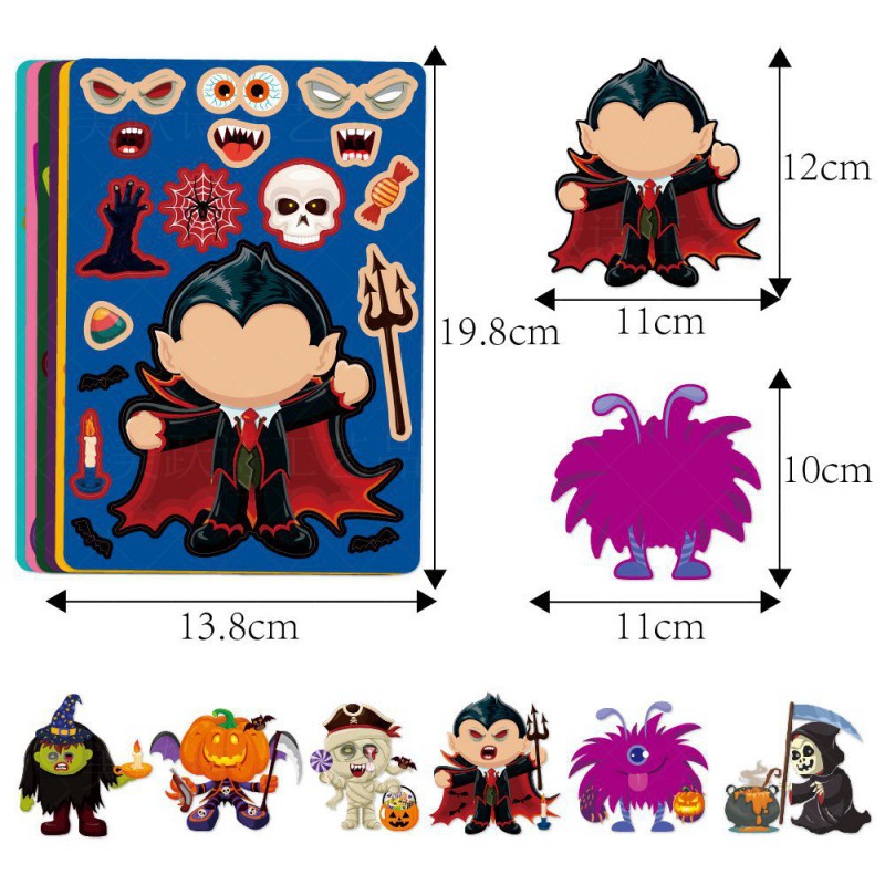 Adhesivo de bricolaje de decoración de Halloween transfronterizo Tarjeta de felicitación de vacaciones de Halloween Etiqueta engomada de decoración de cuentas a mano Suministros de decoración de regalos