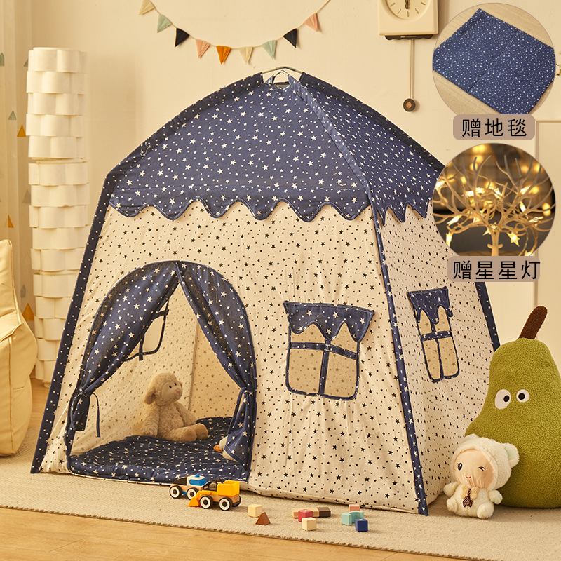 Doble estrella azul oscuro + alfombra + luz de estrella