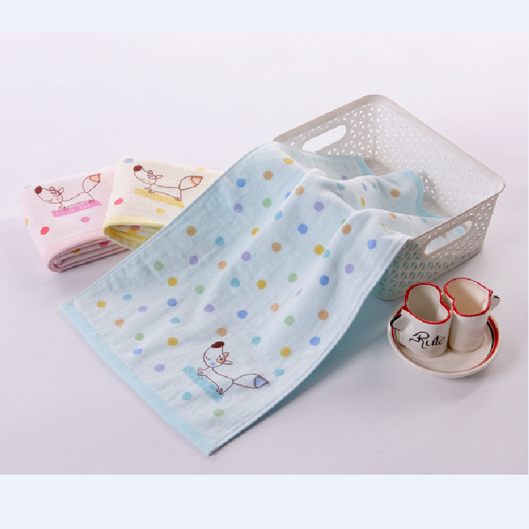 Gold children's towel double gauze breathable soft comfortable strong absorbent fashion cartoon cute small towel T1067W