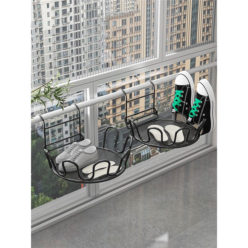 Balcón estante de secado de zapatos artefacto anti-robo ventana barandilla ventana estante de secado ventana alféizar sandalias de secado al aire libre