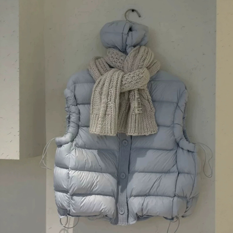 Korean-style hooded down vest for women, new autumn/winter design, trendy and stylish, loose fit, thickened, 90% white duck down