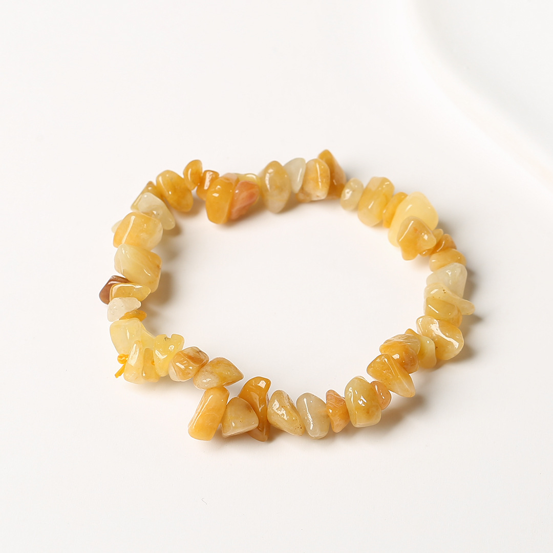 Pulsera de anillo único de piedra de cuartil natural irregular pulsera de cuerda elástica de piedra original estilo fresco simple y versátil