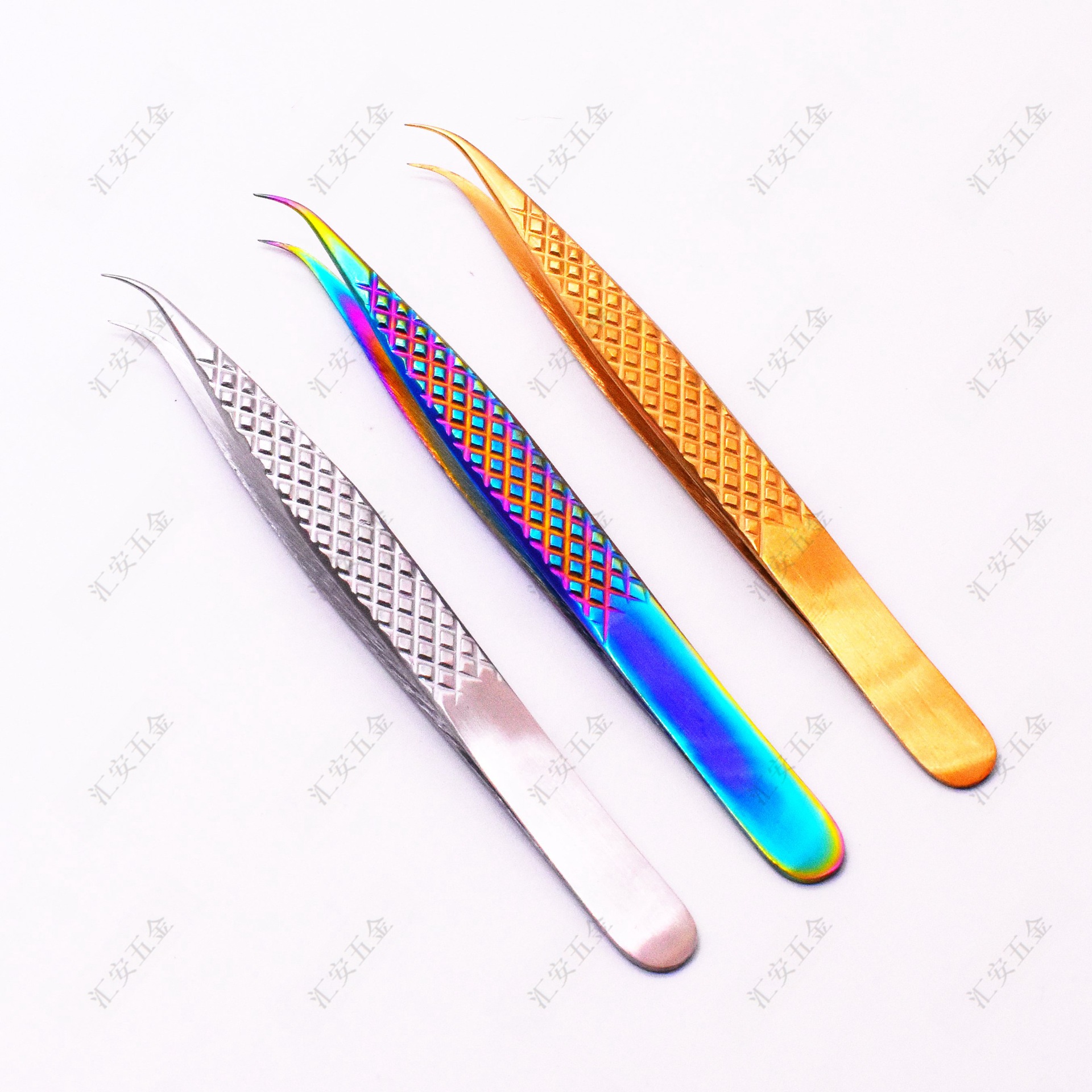 厂家供应高档嫁接睫毛开花金色镊子 高精密304不锈钢 美妆镊子