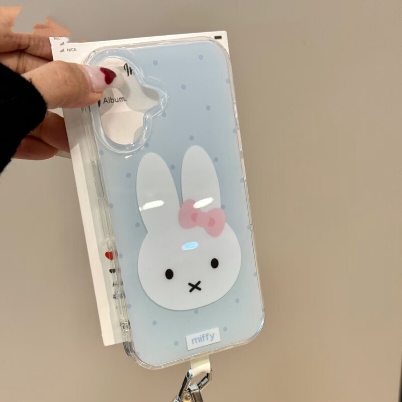 Polka Dot Rabbit iPhone Case 16/15Promax Suitable for 11 Double-Layer Uv Printing Anti-Fall Iphone13 Polka Dot Rabbit iPhone Case 16/15Promax Suitable for 11 Double-Layer Uv Printing Anti-Fall Iphone13