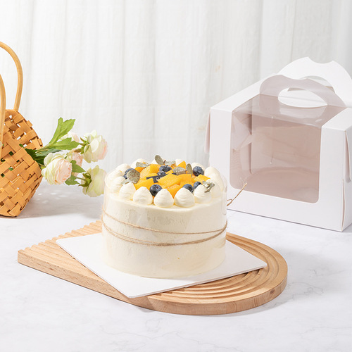 3 inches 4 inches 6 inches 8 inches birthday cake box portable window-opening white transparent mousse dessert pastry paper box
