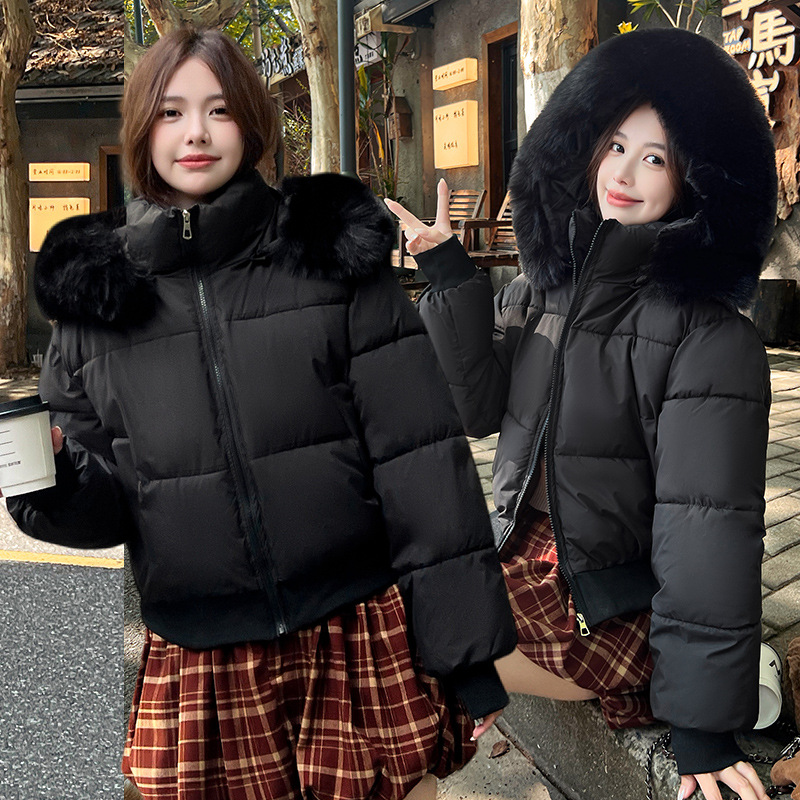 2025 invierno nuevo suelto delgado cuello con capuchón corto plumón chaqueta de algodón para mujeres cintura gruesa chaqueta de algodón image 3