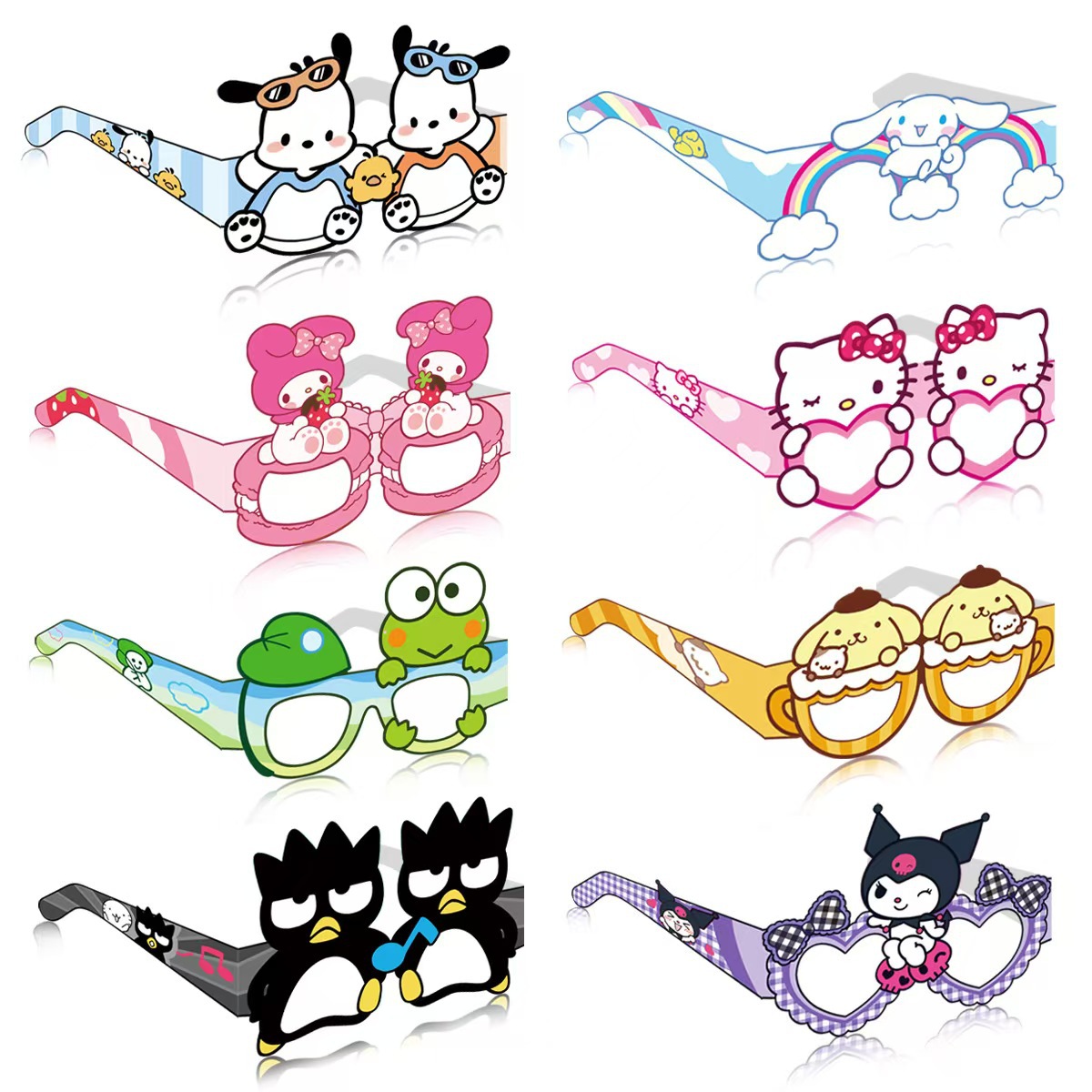 In-Stock Cross-Border Cartoon Sanrio Paper Glasses Party Birthday Gathering Venue Photo Props