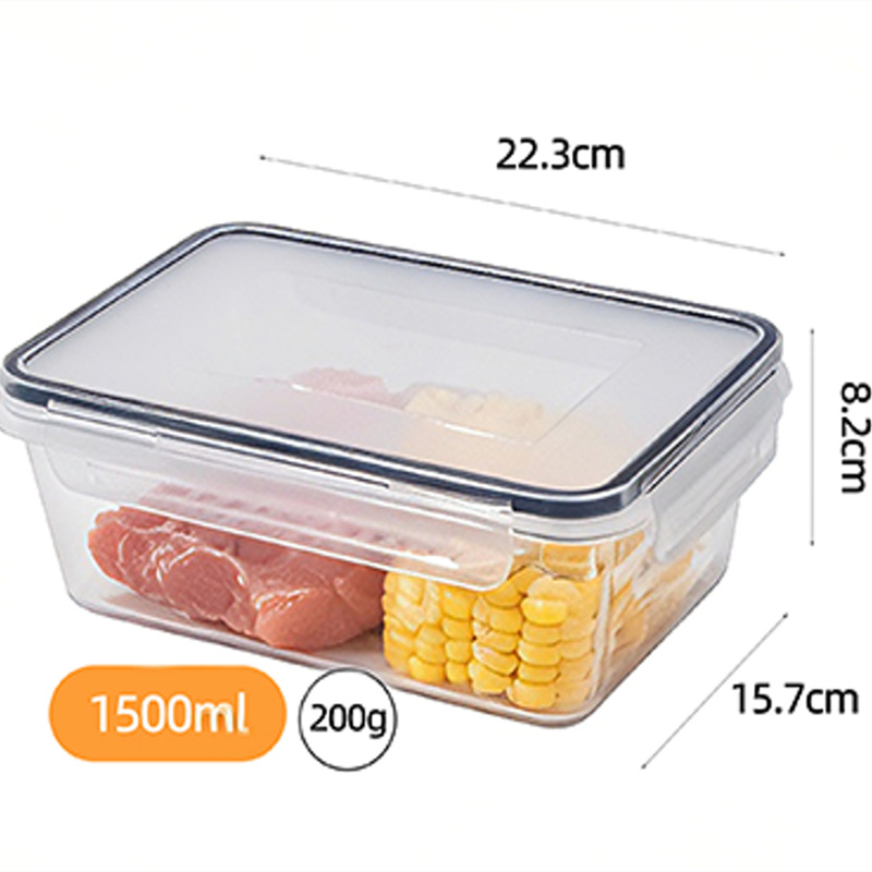 Refrigerador de cocina transfronteriza caja de preservación rectangular caja de almuerzo 6 juegos de alta capacidad sellada caja de almacenamiento de frutas de grado alimenticio