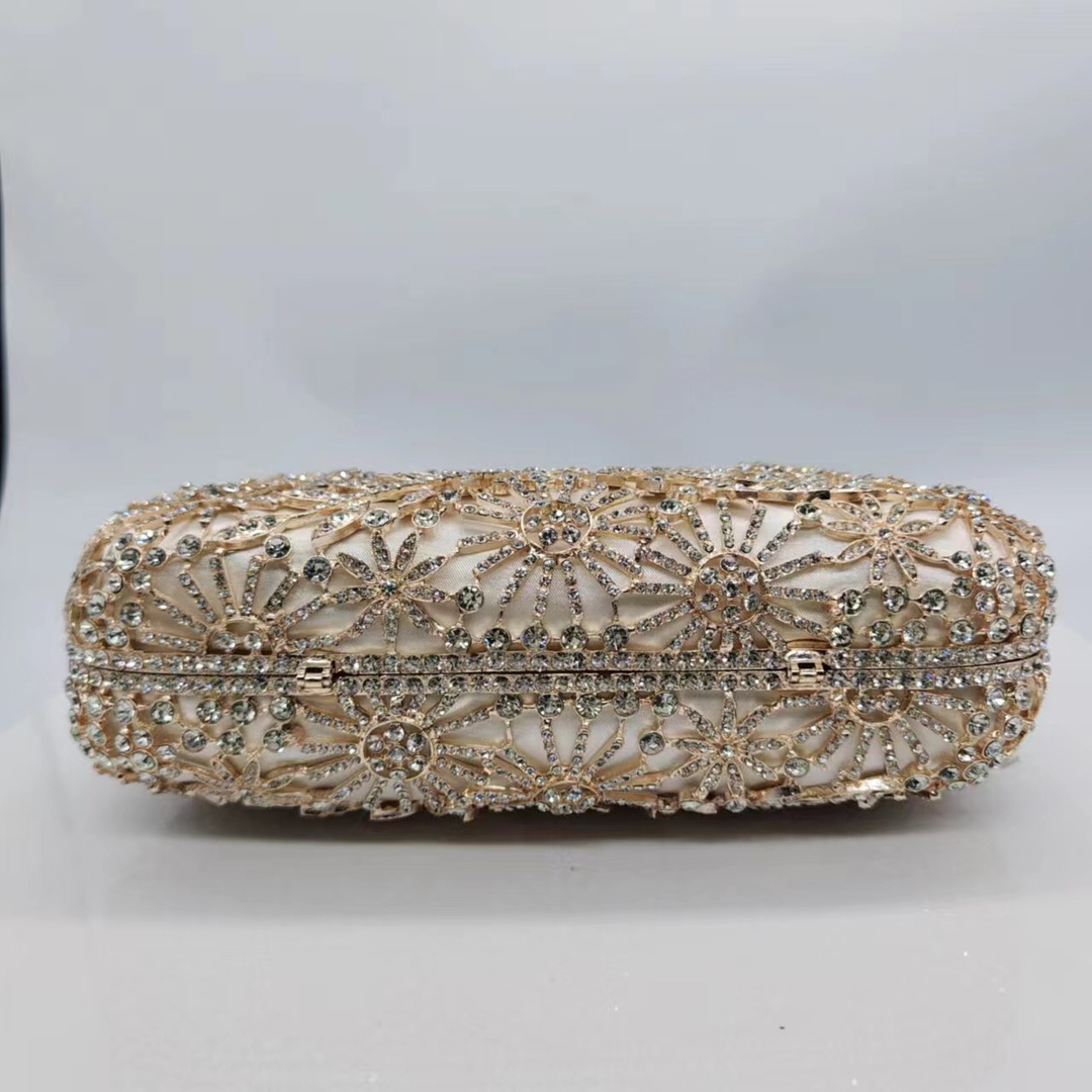 Túi clutch nữ cầm tay đính kim cương sang trọng dự tiệc — Màu trắng, Vàng hồng, Nền vàng kim cương trắng, Cá tính đặt làm