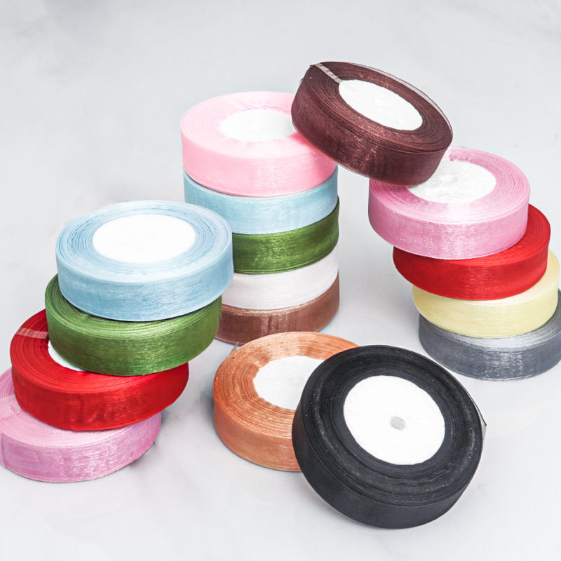 Manufacturer wholesale snow yarn ribbon ribbon birthday gift baking cake box packaging transparent organza ribbon