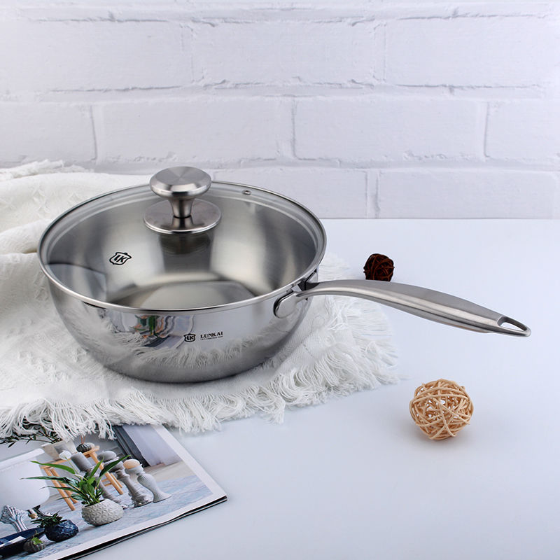 LUNKAI LUNKAI 18 / 10 acero inoxidable un solo mango con desviador sartén sartén de leche caliente sartén de fideos
